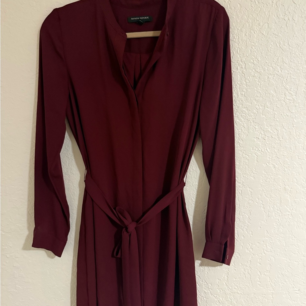 Banana Republic Deep Red Long Sleeve Dress